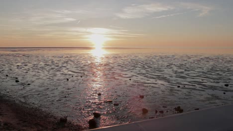 Puesta-De-Sol-En-El-Mar-Del-Norte-Durante-La-Marea-Baja