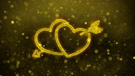 golden hearts with arrow