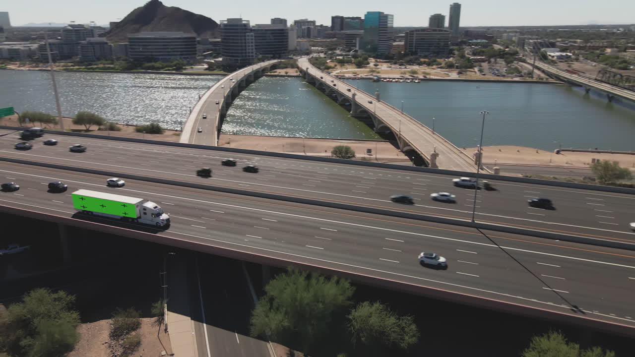 Highway Bridge and Traffic in an Urban City Landscape