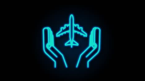 airplane hand icon, great design for any purposes. hand drawn paper airplane. continuous line drawing. neon icon. motion graphics.