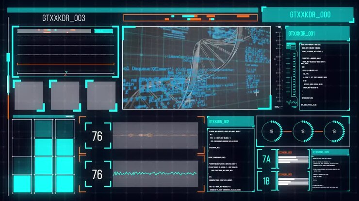 Digital interface against black background