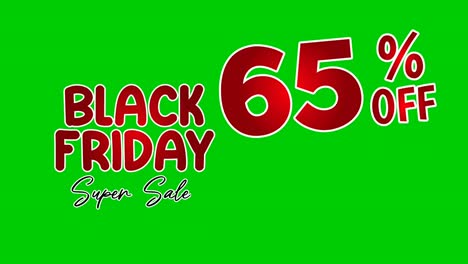 Black-Friday-Rabatt-65-Prozent-Begrenztes-Angebot-Jetzt-Einkaufen-Text-Cartoon-Animationsgrafiken-Auf-Grünem-Bildschirm-Für-Rabatt-,-Shop--Und-Geschäftskonzept-Videoelemente