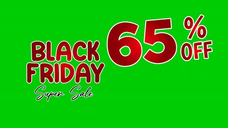 black friday discount 65 percent limited offer shop now text cartoon animation motion graphics on green screen for discount,shop, business concept video elements