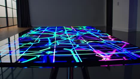 modern glass table with colorful led lighting