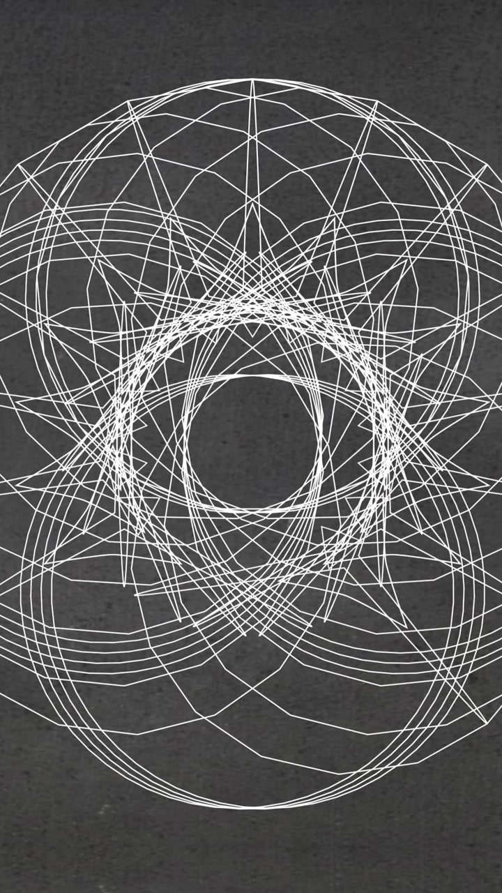 Animazione di forma geometrica astratta con motivo continuo su sfondo grigio testurizzato grunge.