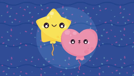 balloons helium floating kawaii characters animation