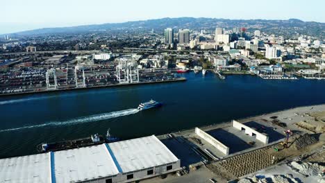 A-large-Ferry-boat-pulls-into-the-dock-and-prepares-to-unload