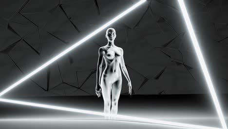 woman mannequin in neon lighting