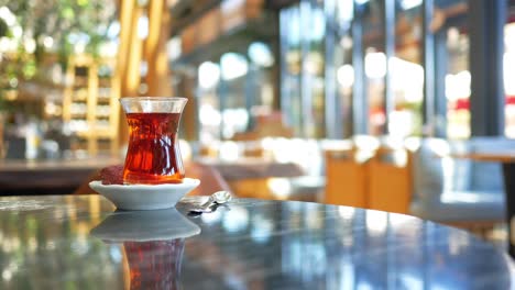 turkish tea in a cafe