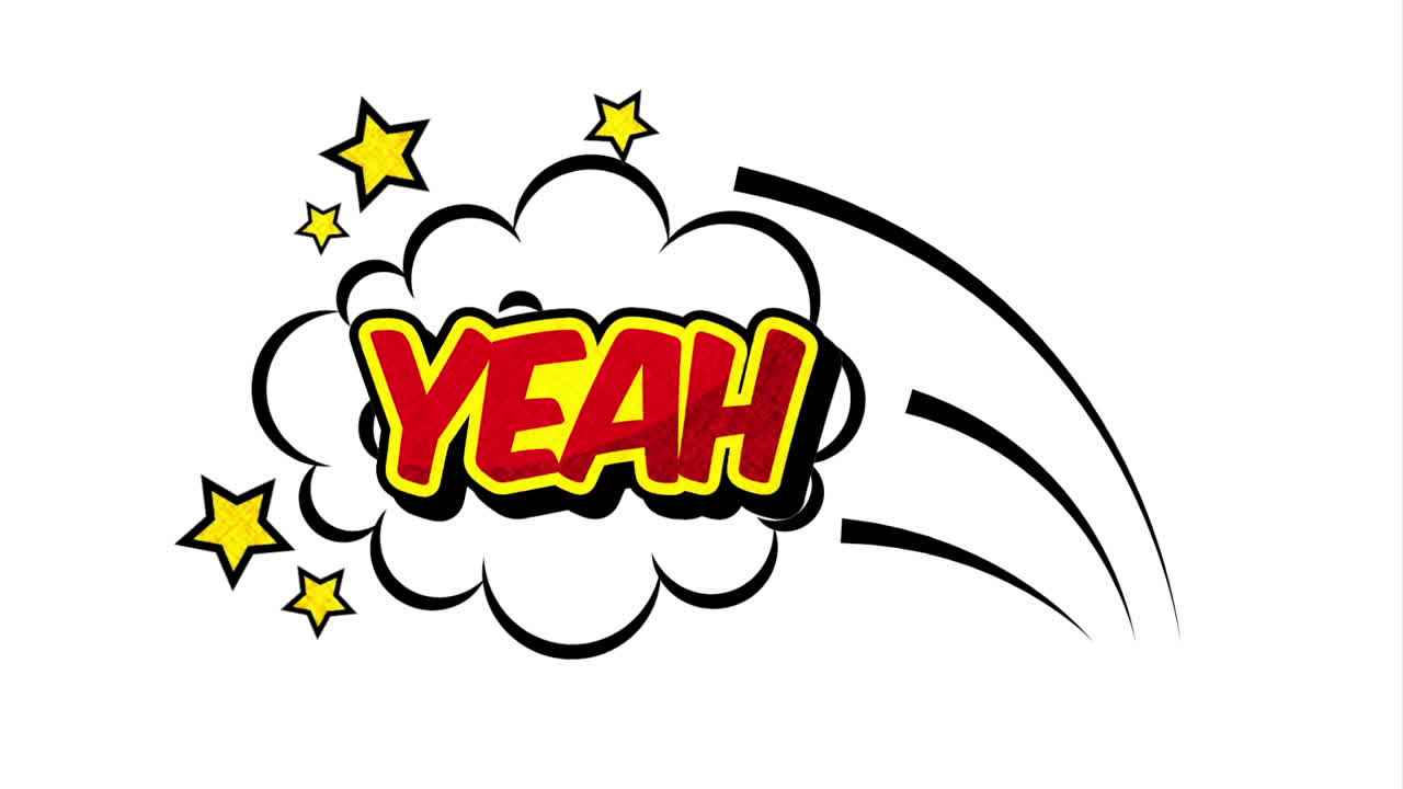 폭발과 함께 네 단어 팝 아트 스타일 애니메이션