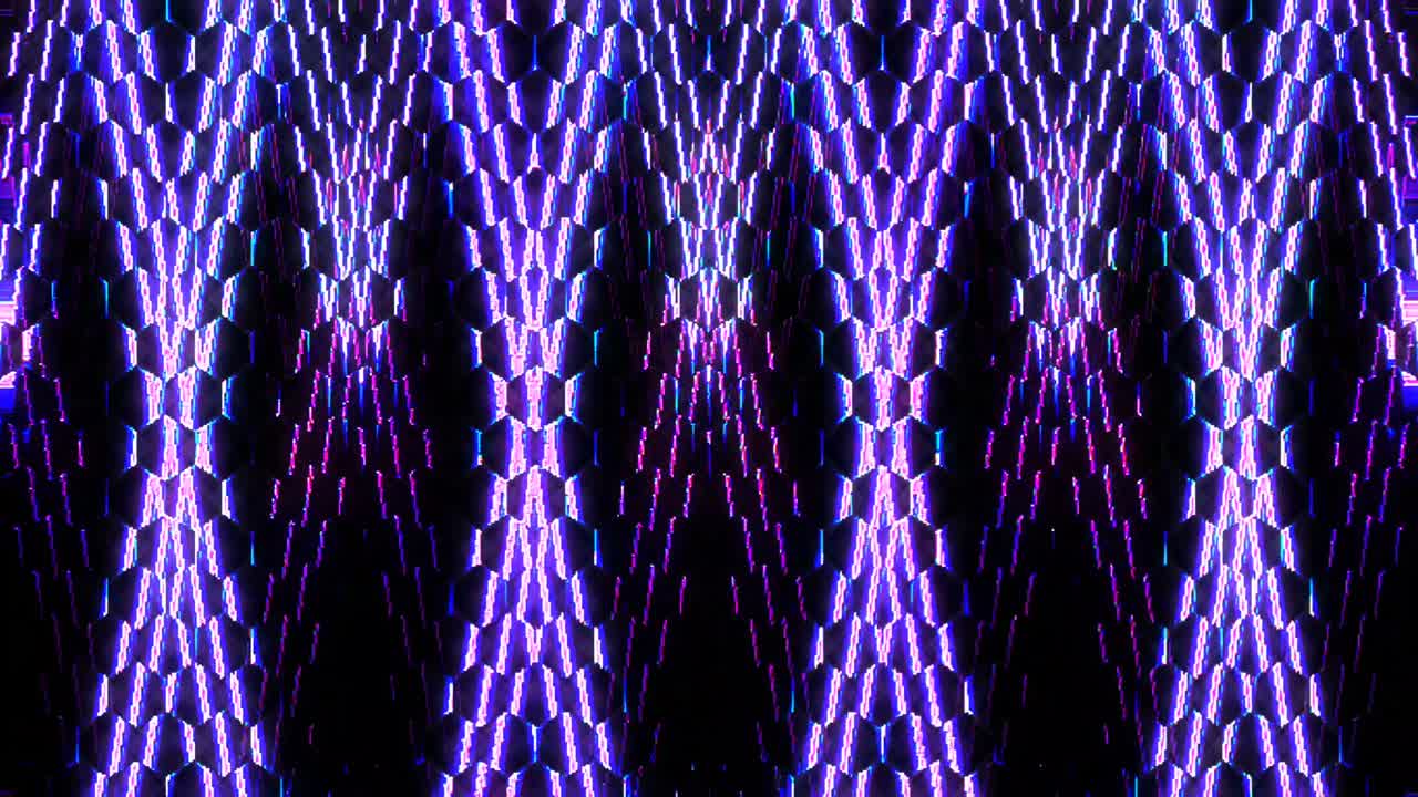 shining bright lines set wave motion, colorful, on black background