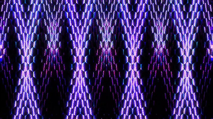 shining bright lines set wave motion, colorful, on black background