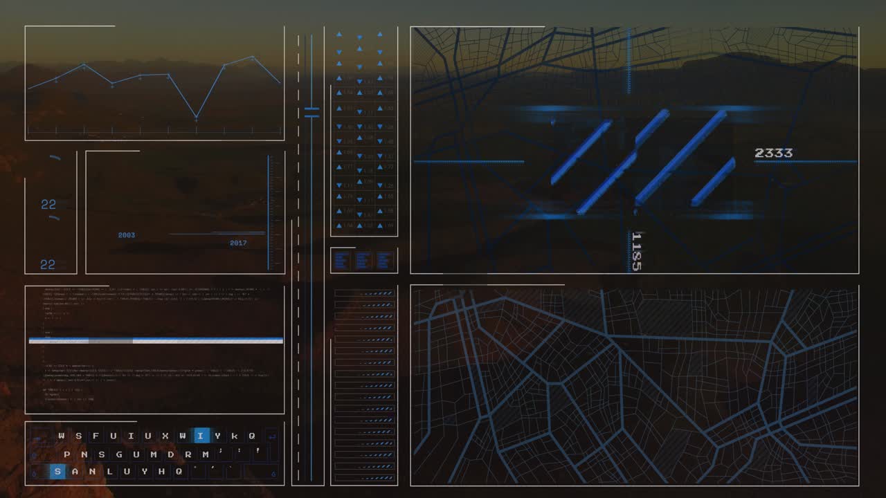 Animation of financial data processing over sea
