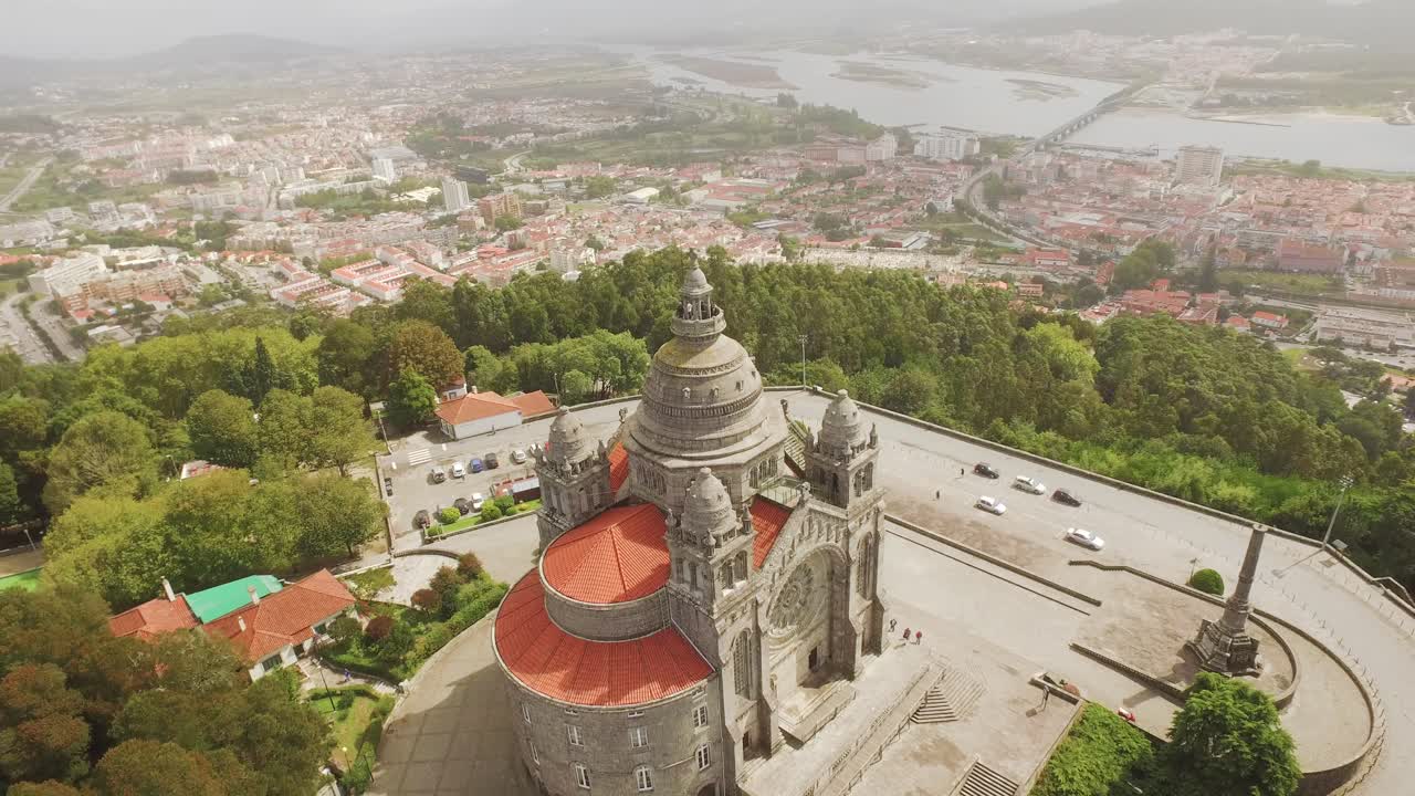 Aerial View of a Church in Portugal