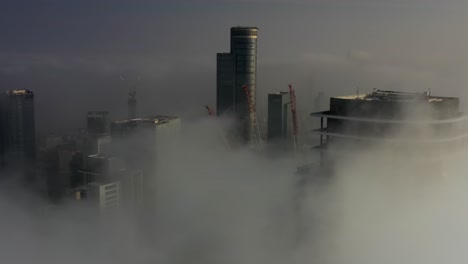 foggy city skyline