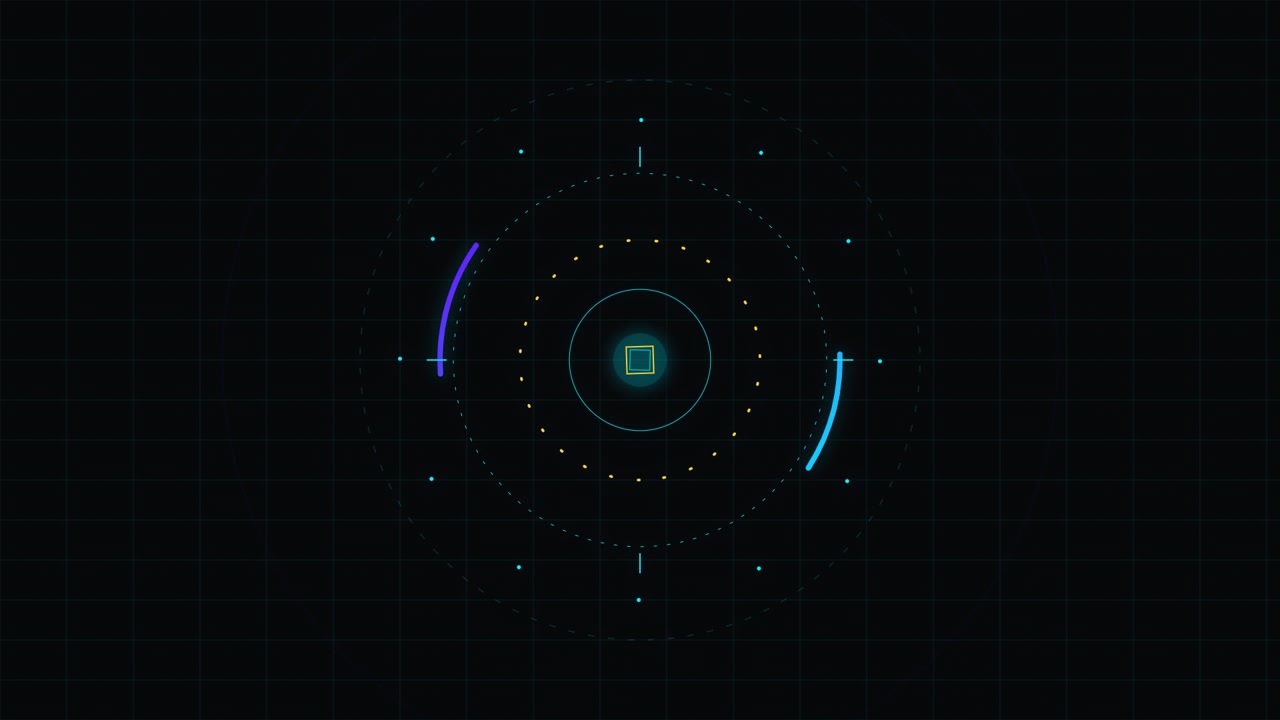 Abstract Digital HUD Interface with Rotating Circular Elements