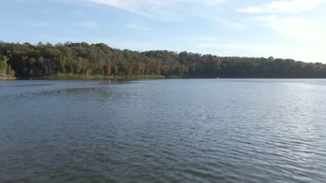 Dolly-Adelante-Hacia-La-Orilla-Del-Lago-Y-El-Bosque