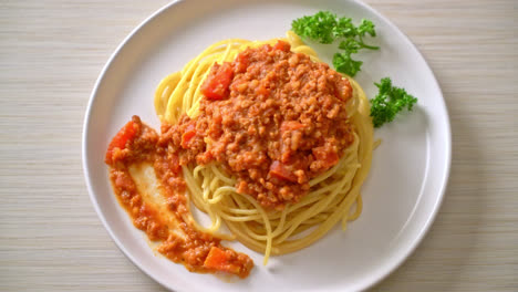 Spaghetti-Bolognese-Schweinefleisch-Oder-Spaghetti-Mit-Gehacktem-Schweinefleisch-Tomatensauce---Italienische-Küche