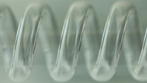 close-up of a clear glass spiral tube