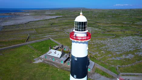 Drone closeup of the lighthouse on Inisheer Aran Islands Wild Atlantic Way Ireland