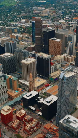 cityscape of denver colorado from aerial. american city panorama. vertical video