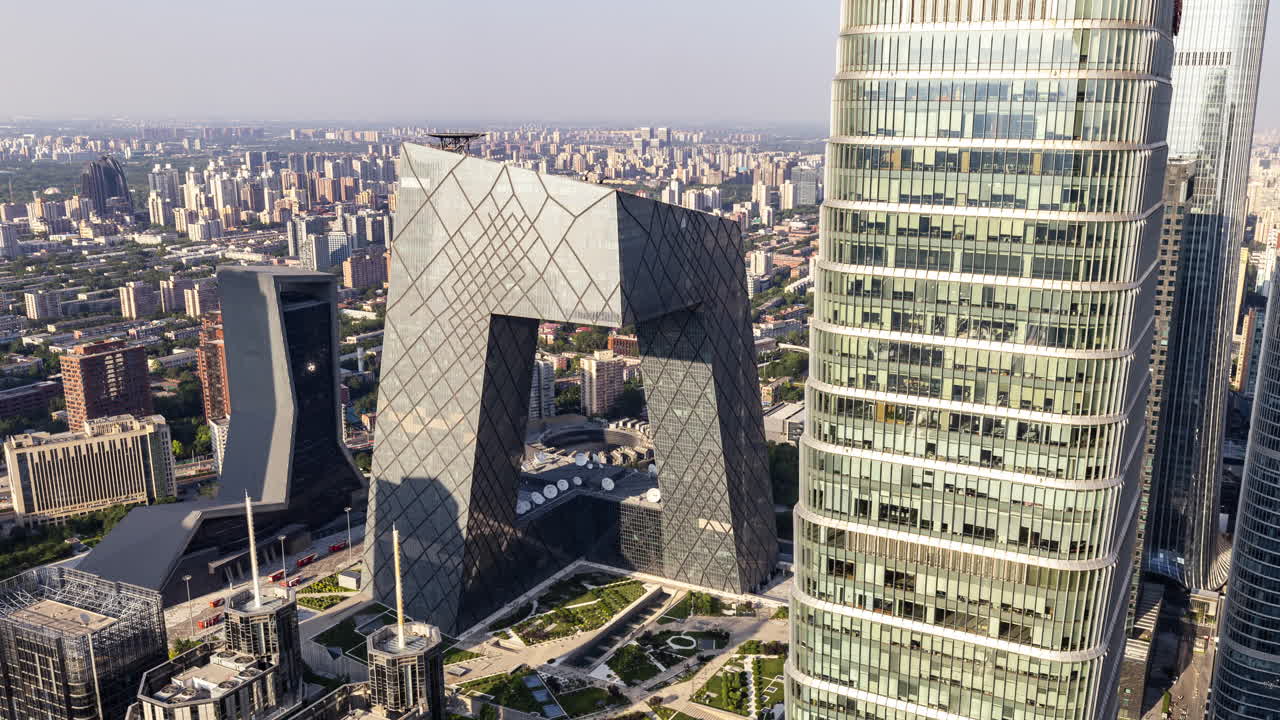 Timelapse of the Beijing city skyline from a high vantage point