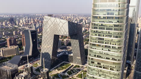 timelapse of the beijing city skyline from a high vantage point