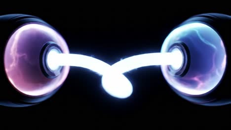 dynamic electric arc between two spheres: exploring the vibrant energy transfer and plasma behavior in a controlled environment through visual artistry