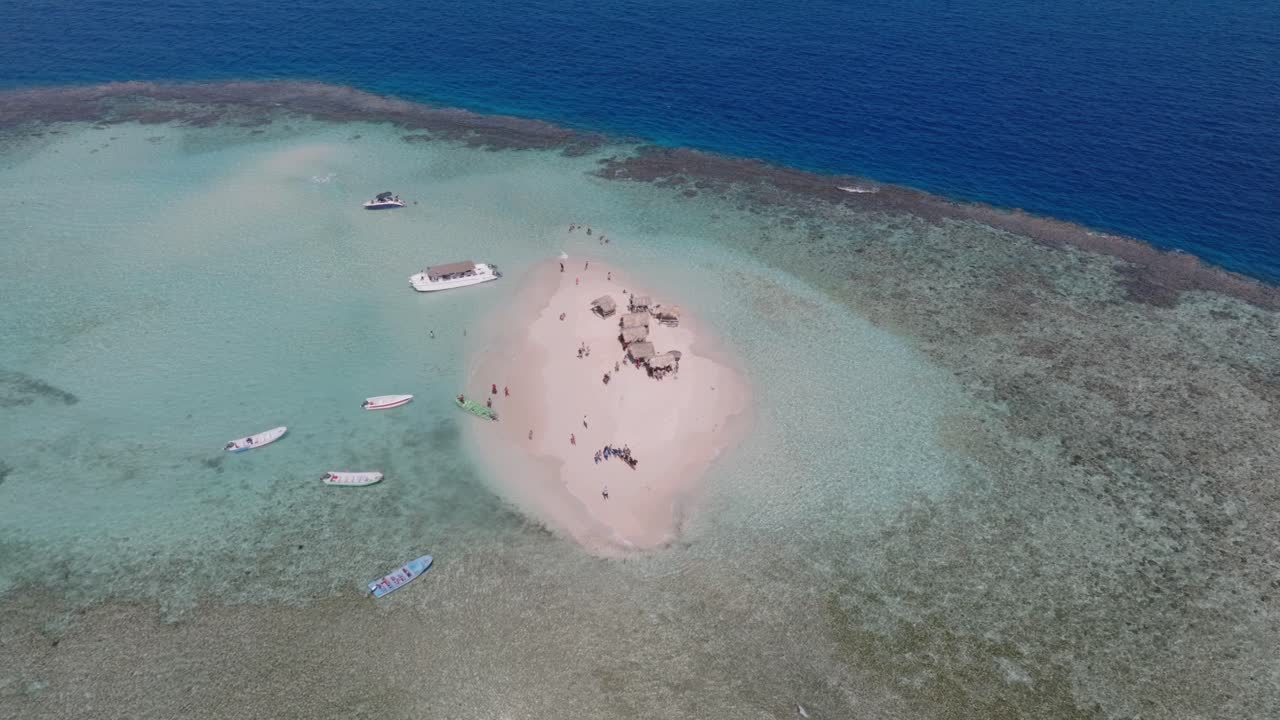 Aerial View of a Beautiful Sandbar in the Tropical Ocean