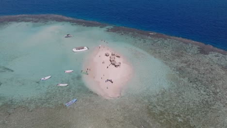 aerial view of a beautiful sandbar in the tropical ocean