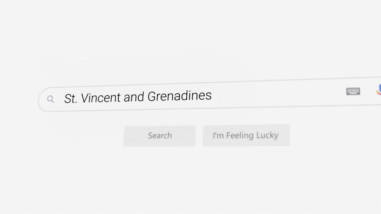 Searching for St. Vincent and Grenadines on Internet browser