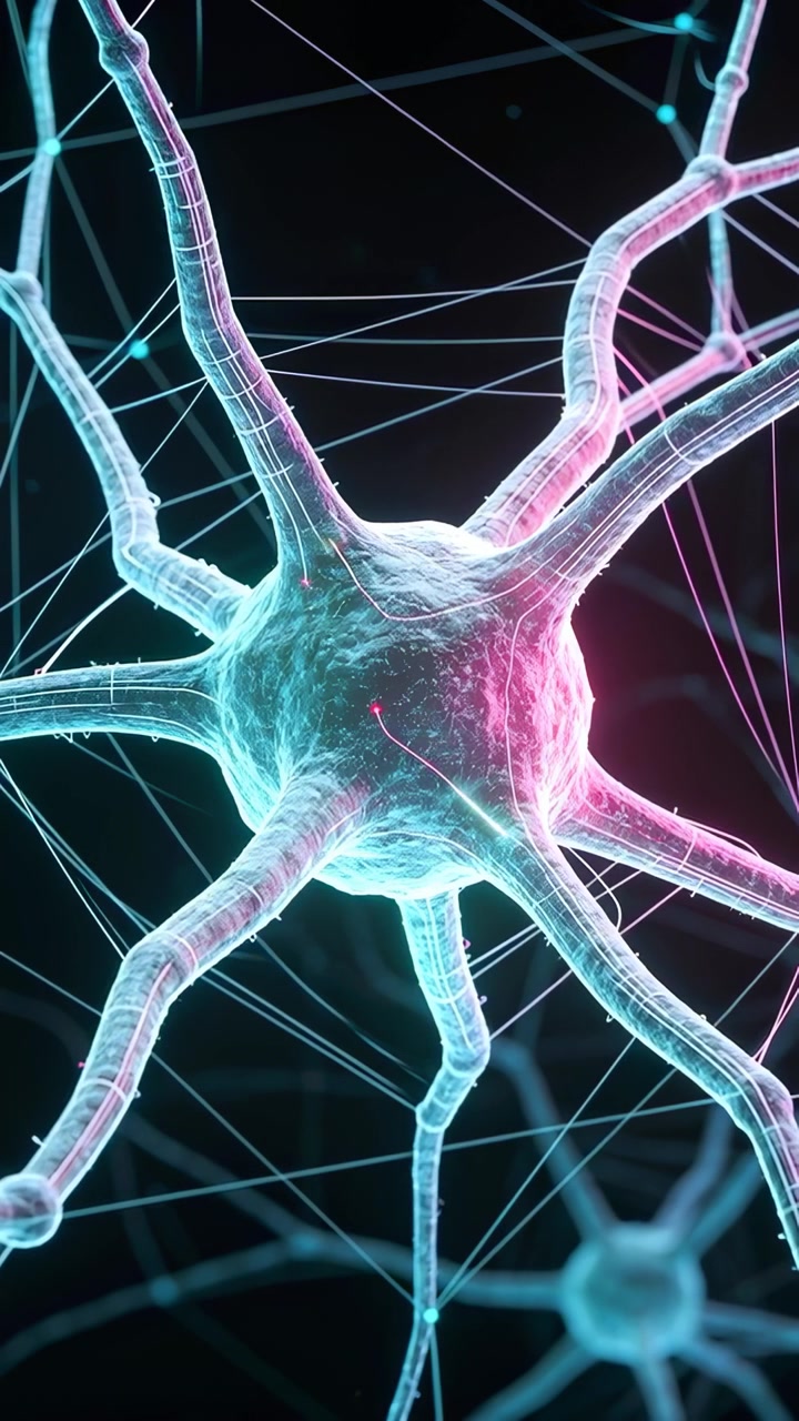 Vertical video: Pulsing neuron sending sparks along filament web after pulse in lab view