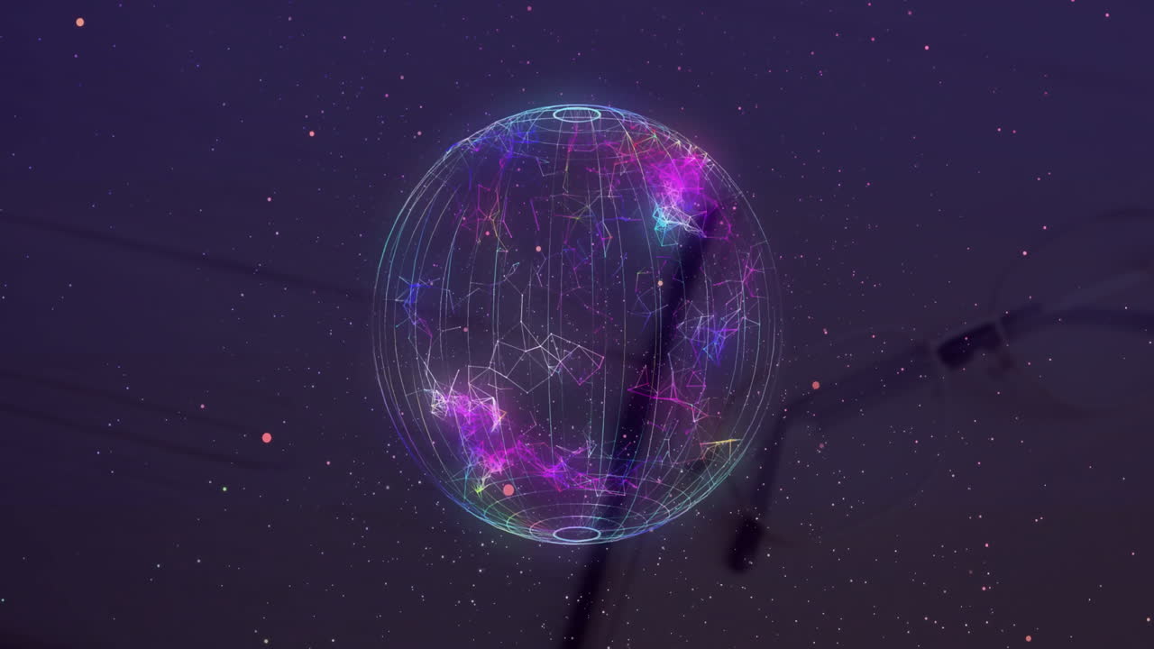 Animation of globe of shapes over white spots