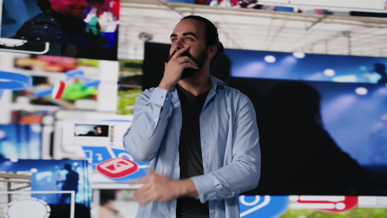 Casual person admires the user interfaces on social media apps