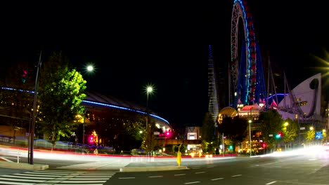 night lapse 4k including tokyo-dome ferris wheel zoom in