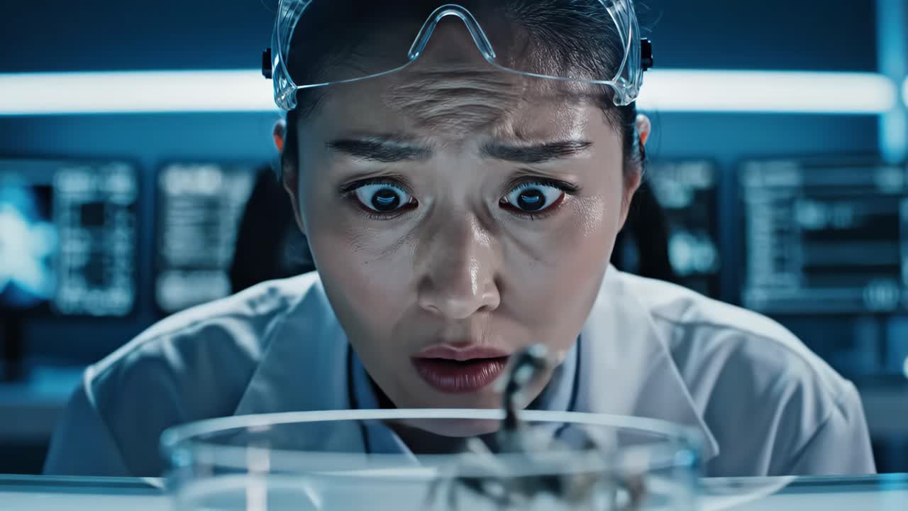 Scientist examining a tarantula in a lab