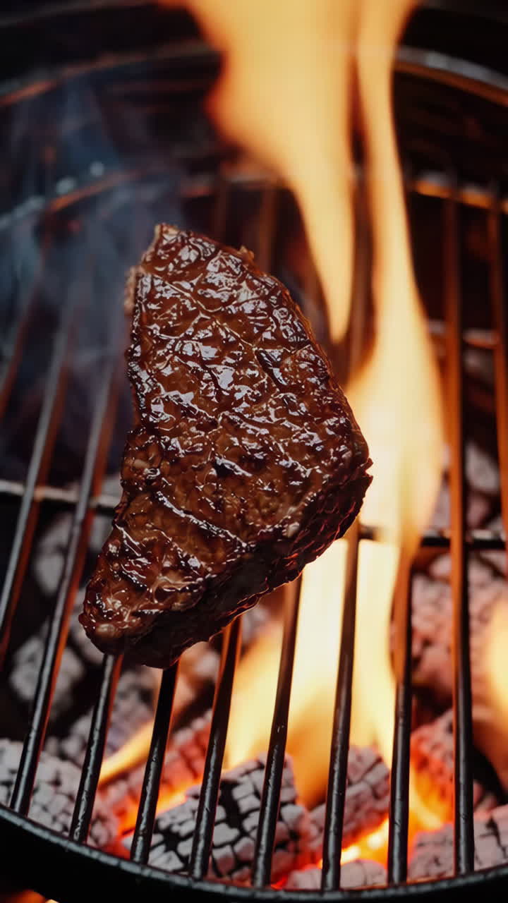 bistec a la parrilla en una parrilla de carbón