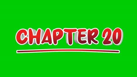 capítulo veinte texto animación gráficos de movimiento aparecen en el fondo de la pantalla verde