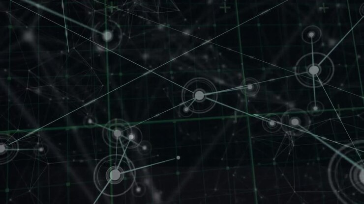 Animazione di una rete di connessioni con punti su sfondo nero