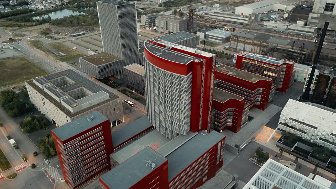 Drone footage of Belval in Luxembourg during day time