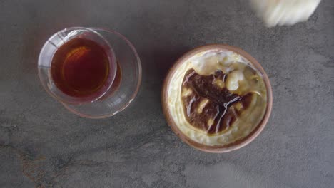 turkish rice pudding with tea