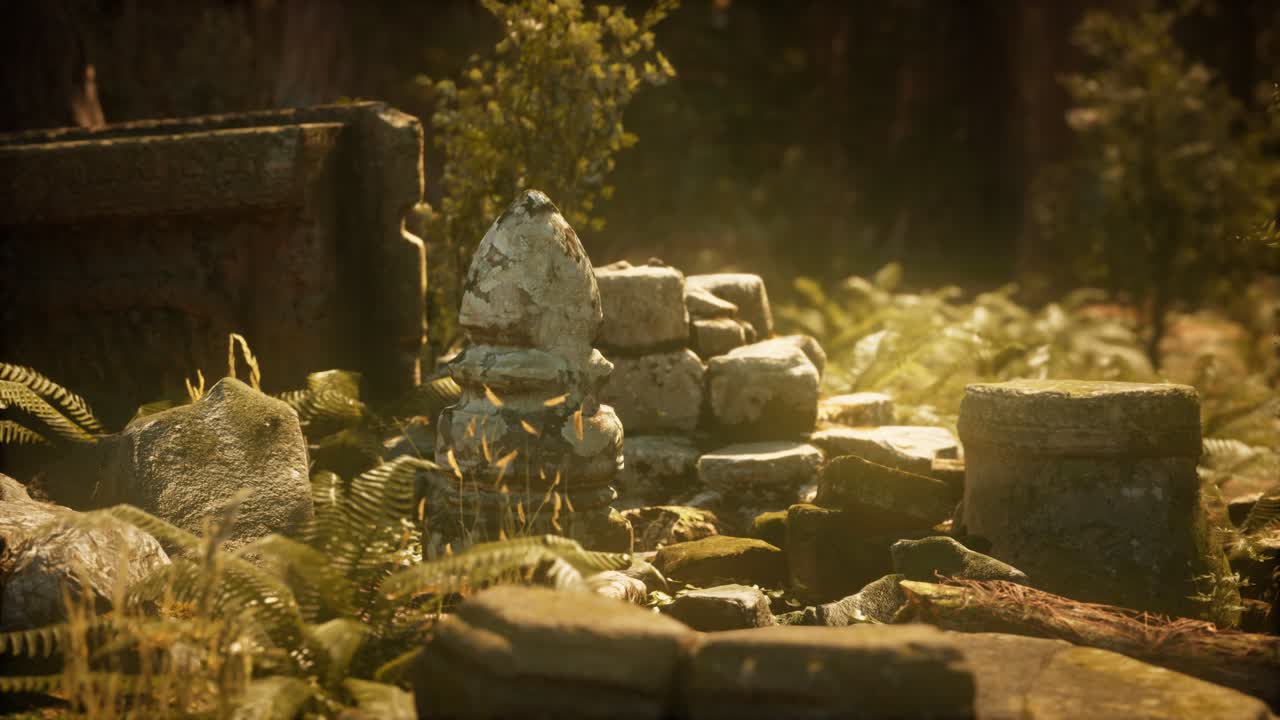 소나무 숲 에 있는 고대 도시 의  ⁇ 은 폐허