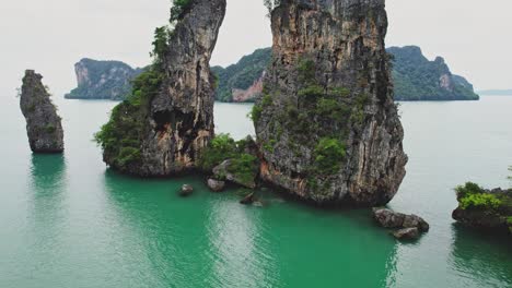 kudu island limestone rocks standing tall over the phang nga bay of thailand