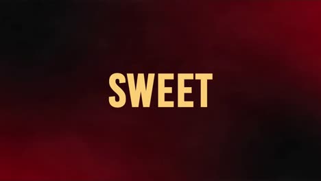 animation of sweet text over shapes on red background