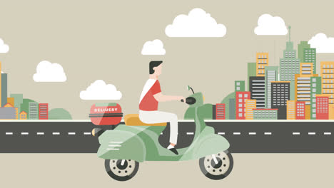 An-animation-of-a-Deliveryman-in-the-city-with-flat-design