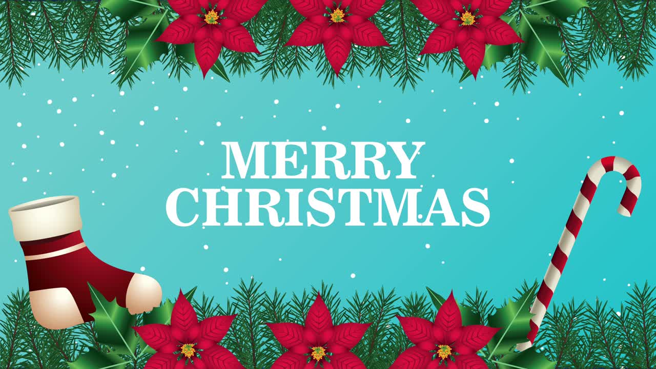 feliz navidad tarjeta de letras con calcetín y bastón