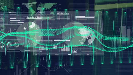 Animation-Des-Streaming-Datennetzwerks-Und-Diagramme-Auf-Schnittstellenbildschirmen-über-Dem-Computerserverraum