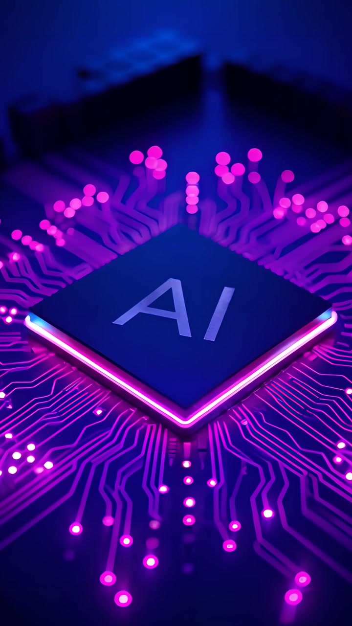 Sfondo Tecnologico Futuristico con Scheda Madre e Chip AI 4K