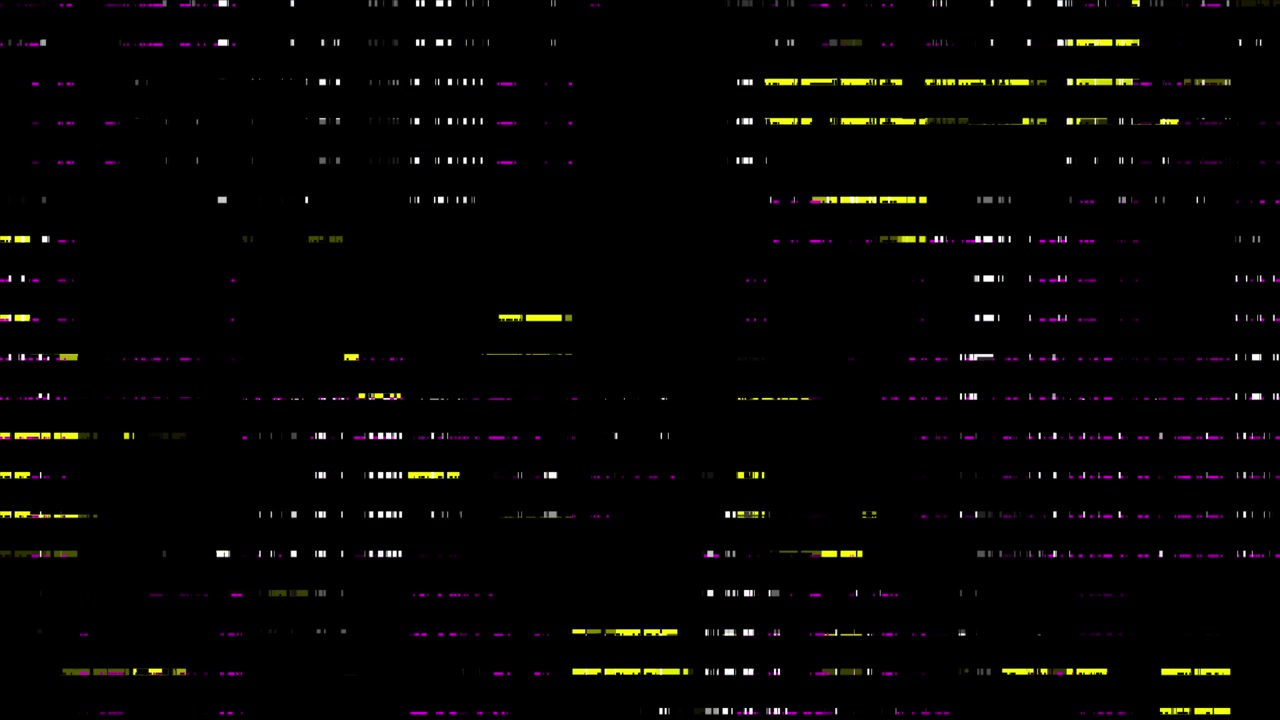 Abstract Digital Glitch Effect with Yellow and Purple Data Lines