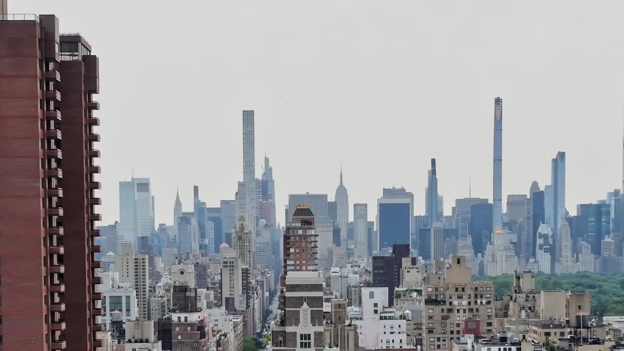 Stunning aerial view of New York City skyline taken by drone
